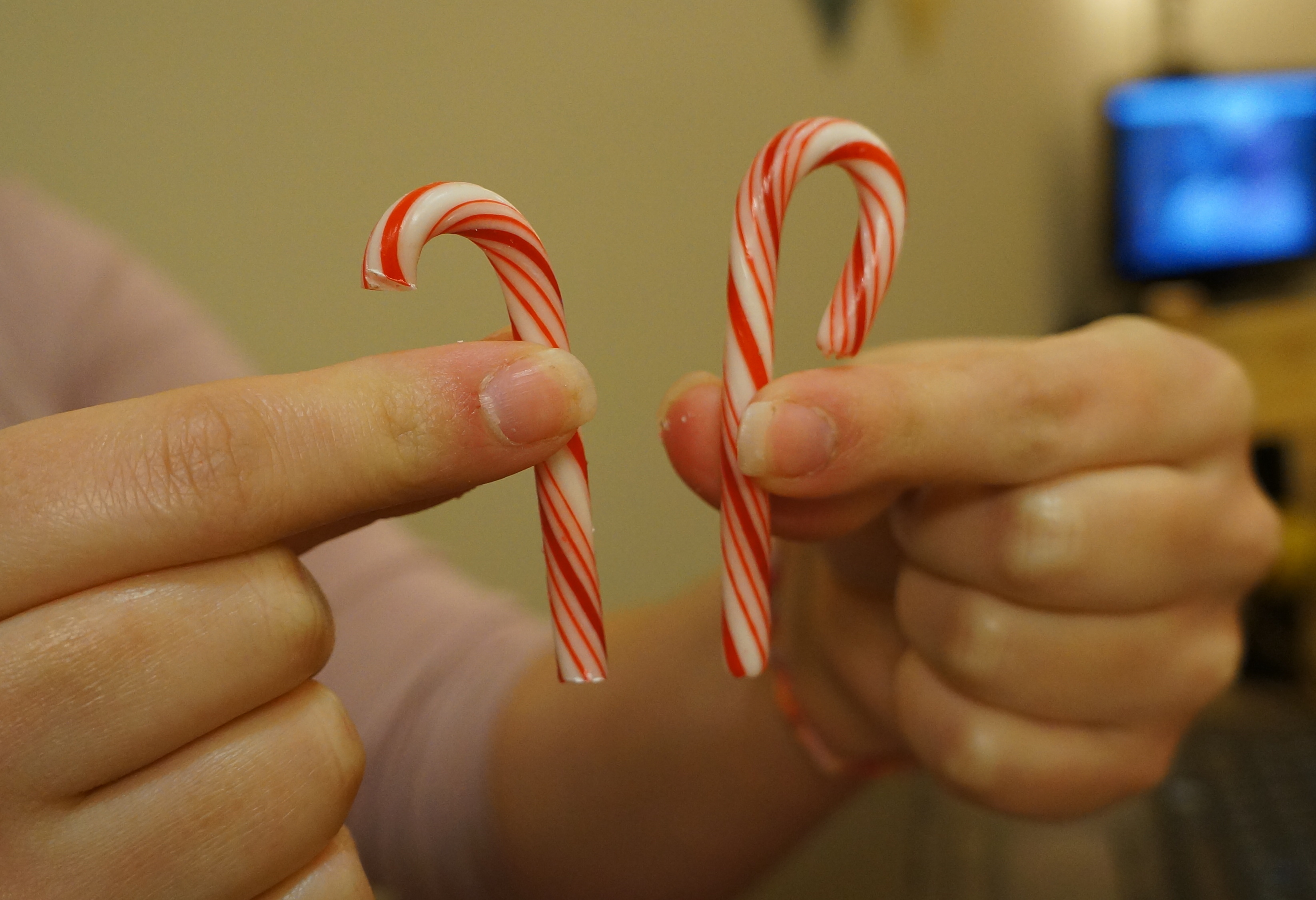Cut candy canes to make sled